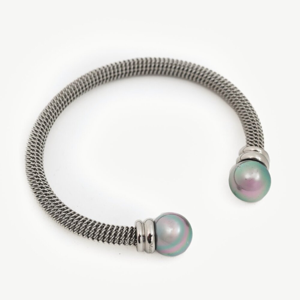 Majorica Tender Steel & Grey Pearl Station Bracelet